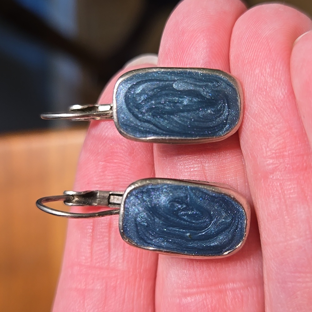 Blue Stone Huggie Earrings
